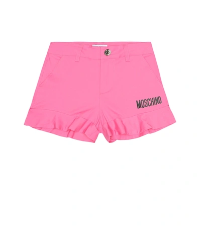 Moschino Kids' Logo Stretch-cotton Shorts In Pink