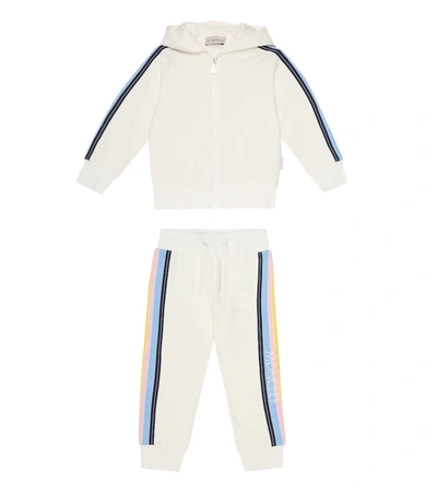 Moncler Kids' Logo Stretch-cotton Tracksuit In Panna