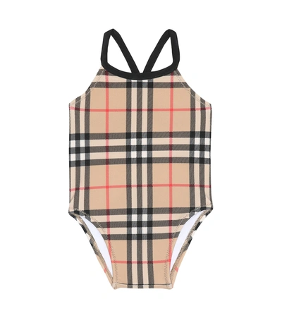 Burberry Baby Crina Vintage Check Swimsuit In Beige
