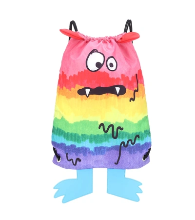 Stella Mccartney Kids' Rainbow Monster Drawstring Backpack In Multicoloured