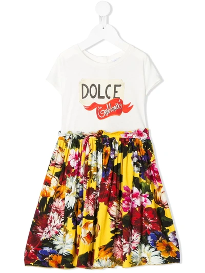 Dolce & Gabbana Kids' Floral Jersey Dress In White