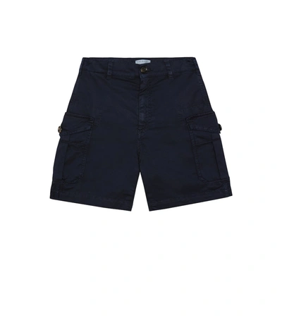 Brunello Cucinelli Kids' Stretch-cotton Cargo Shorts In Blue