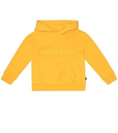 Woolrich Kids' Logo Cotton-jersey Hoodie In Yellow