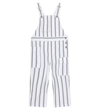 Brunello Cucinelli Kids' Striped Cotton Overalls In White