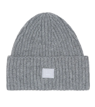 Acne Studios Kids' Mini Pansy N Face Wool Beanie In Grey