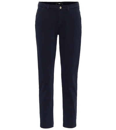7 For All Mankind Mid-rise Stretch-cotton Slim Chinos In Blue