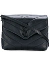 Saint Laurent Loulou Toy Ysl Matelasse Calfskin Envelope Crossbody Bag In Black