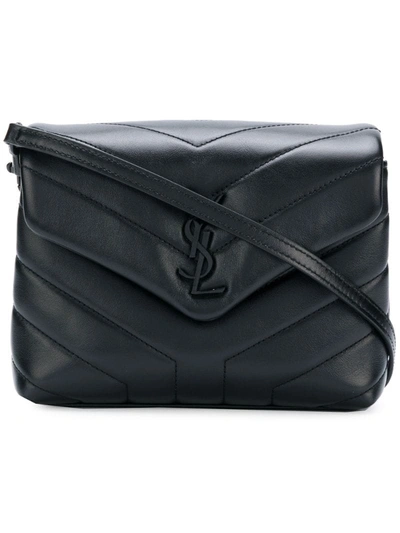 Saint Laurent Loulou Toy Ysl Matelasse Calfskin Envelope Crossbody Bag In Black