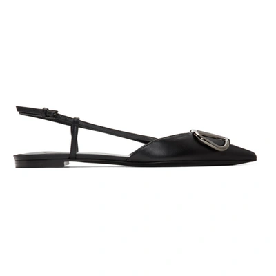 Valentino Garavani Vlogo Leather Slingback Ballet Flats In Black