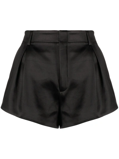 Saint Laurent High-waisted Pleat Detail Shorts In Black