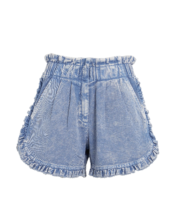 ruffled jean shorts