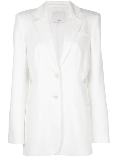Tibi Soft Suiting Cut-out Blazer In White