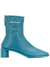 Acne Studios Branded Leather Boots Teal Blue/teal Blue