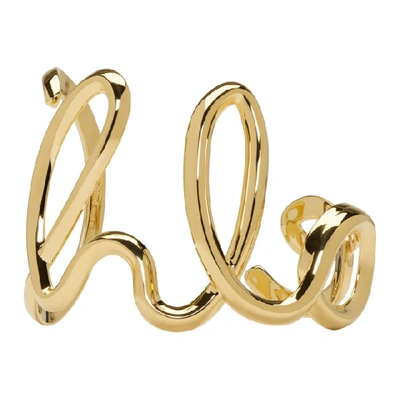 Chloé 'love' Cursive Lettering Cuff In 091 Gold