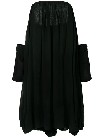 Pre-owned Yohji Yamamoto Off-shoulder Flared Dress In Black