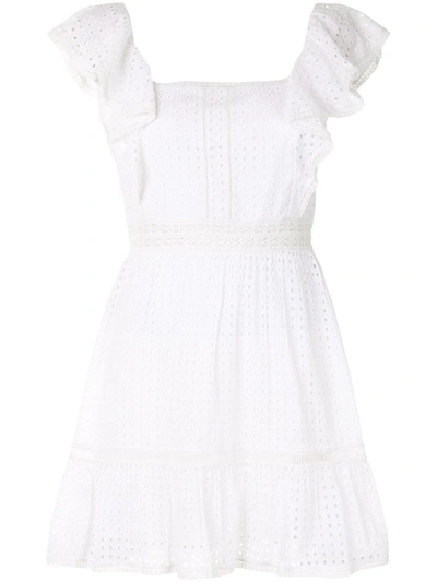 Alice And Olivia Remada Ruffled Broderie Anglaise Cotton Mini Dress In White