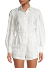 Weworewhat Linen Button-up Romper In White