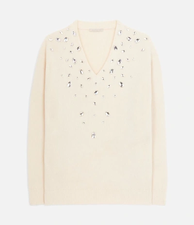 Christopher Kane Embellished Cashmere & Silk Sweater In Champagne