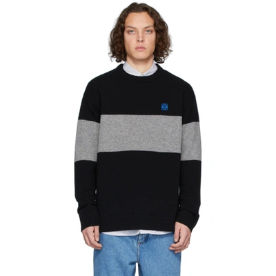 Loewe Embroidered Anagram Knitted Jumper In Black