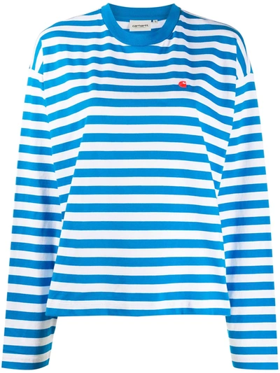 Carhartt Striped Long-sleeved T-shirt In Blue