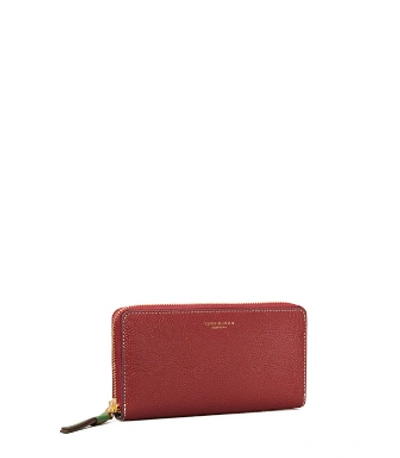 Tory Burch Perry Color-block Zip Continental Wallet In Tinto/new Cream