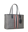 Tory Burch Gemini Link Canvas Top-zip Tote Bag In Tory Navy Gemini Link