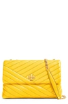 Tory Burch Kira Chevron Small Leather Crossbody In Goldfinch