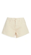 L Agence Audrey Frayed Denim Shorts In Biscuit