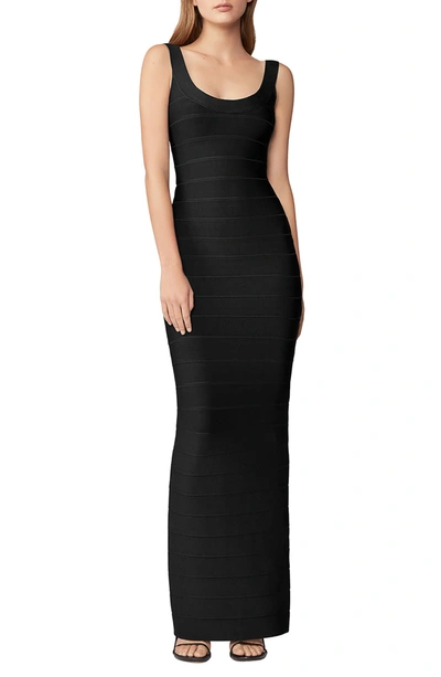 Bodycon Herve Leger Long Black Dress Herve Leger U-neck Bandage