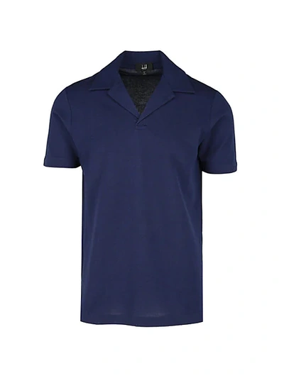 Dunhill Regular-fit Camp-collar Cotton & Silk Polo In Navy