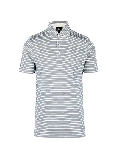 Dunhill Regular-fit Cotton & Silk Stripe Polo In Navy