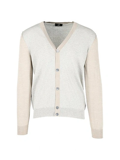 Dunhill Colorblock Button-up Sweater In Light Grey
