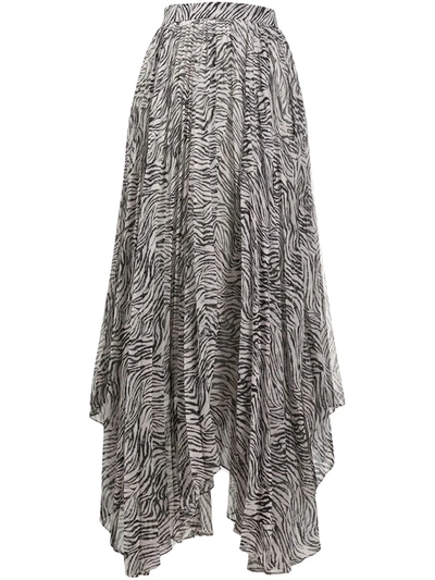 Isabel Marant Alena Zebra-print Pleated Georgette Skirt In Black/white