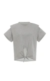 Isabel Marant Belita Tie-detailed Cotton-jersey T-shirt In Grey