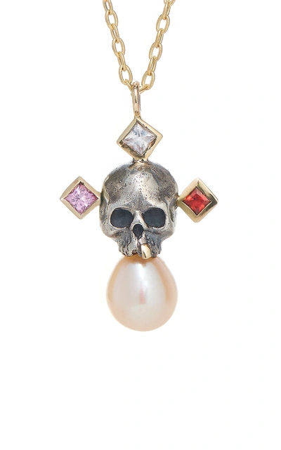 Rachel Quinn Women's Skull Cross 18k Gold And Sterling Silver Necklace In Multi
