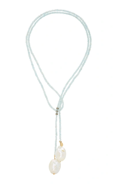 Joie Digiovanni Gold-filled; Aquamarine; Diamond And Pearl Necklace In Blue