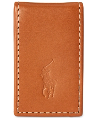 Polo Ralph Lauren Men's Burnished Leather Money Clip In Brown