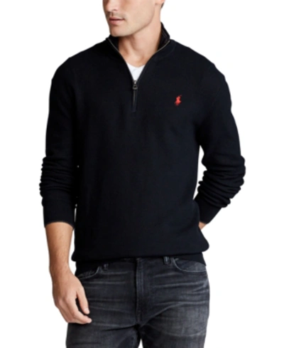Polo Ralph Lauren Cotton Quarter-zip Sweater In Polo Black | ModeSens