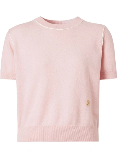 Burberry Constance Cashmere Crewneck Sweater In Copper Pink