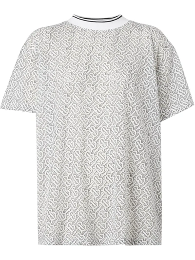 Burberry Tb Monogram Devoré Oversized T-shirt In White