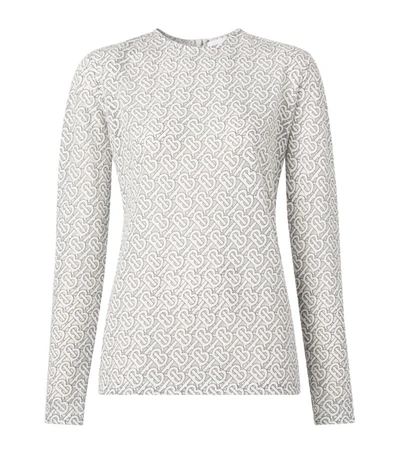 Burberry Long-sleeved Monogram Devoré Top In Off-white