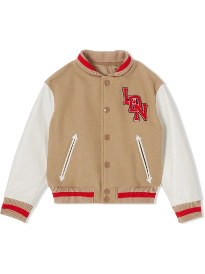 Burberry Kids Contrast-sleeve Bomber Jacket (3-12 Years) In Neutrals