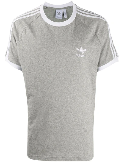 Adidas Originals 3-stripes Cotton Jersey T-shirt In White/grey