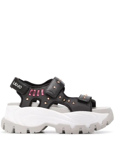 Liu •jo Studded Platform Sole Sandals In Black