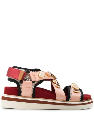 See By Chloé Gemstone-embellished Flat Sandals In Red