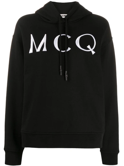Mcq By Alexander Mcqueen Embroidered French Cotton-terry Hoodie In Black
