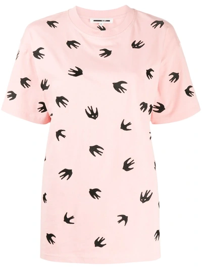 Mcq By Alexander Mcqueen Bird Print T-shirt In Pink