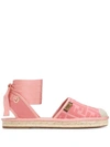 Fendi Roam Ankle-tie Flat Espadrilles In Pink