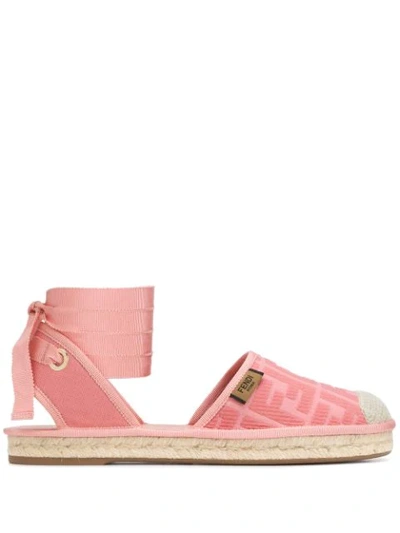 Fendi Roam Ankle-tie Flat Espadrilles In Pink