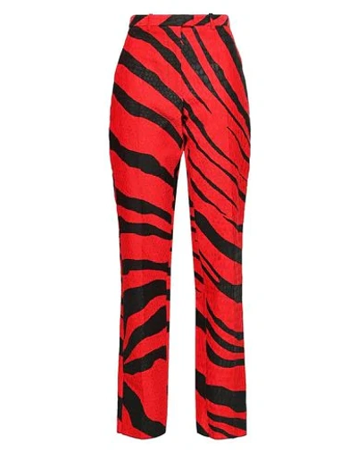 Roberto Cavalli Macro Zebra Print Iguana Jacquard Trousers In Red